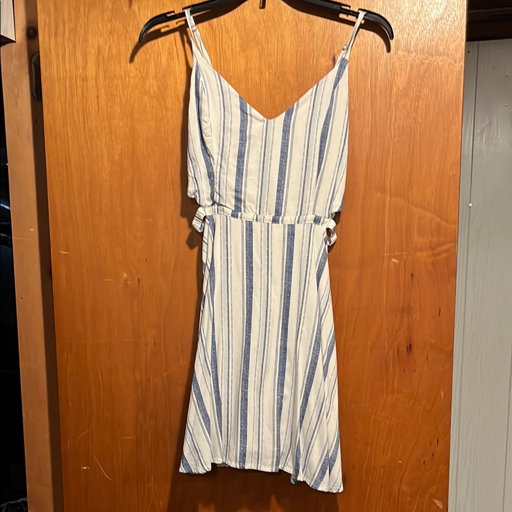 Blue and White Striped Mini Dress